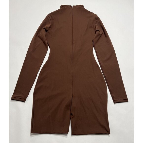 Skims All in One Long Sleeve Mid Thigh Onesie in Brown - Picture 3 of 4